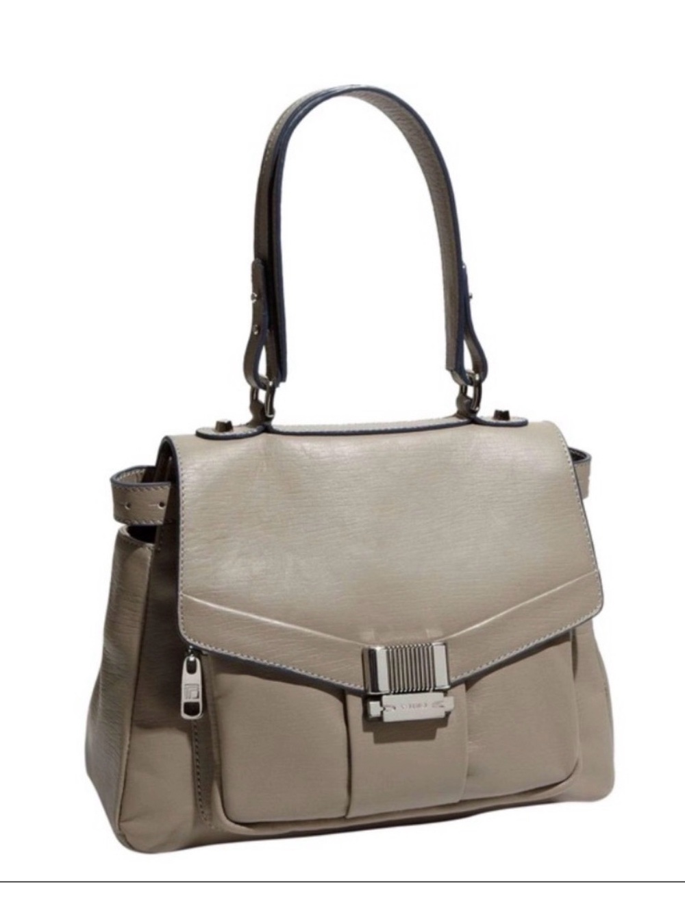 Trina Turk Lady Catherine Taupe Leather Top-Handle Satchel, NWOT